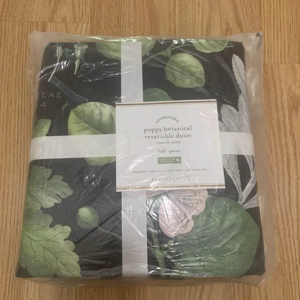 Pottery Barn Poppy Botanical Reversible Duvet Queen Full Foundations